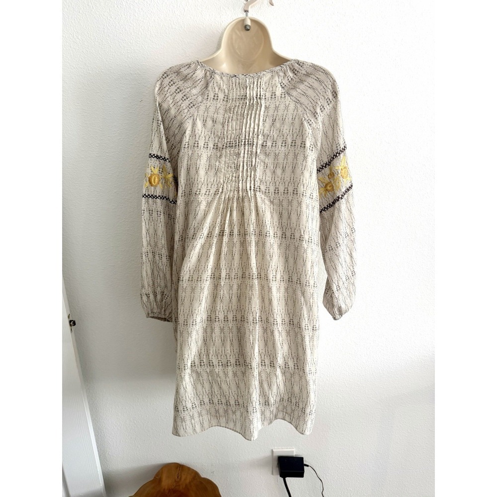 Anthropologie Tunic Mini‎ Dress XS Embroidered Peasant Sleeve Boho Ranna Gill - Picture 7 of 8